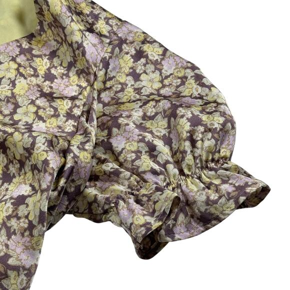 Lulu's Floral Puff Sleeve Blouse Bodysuit Size M - Picture 5 of 7